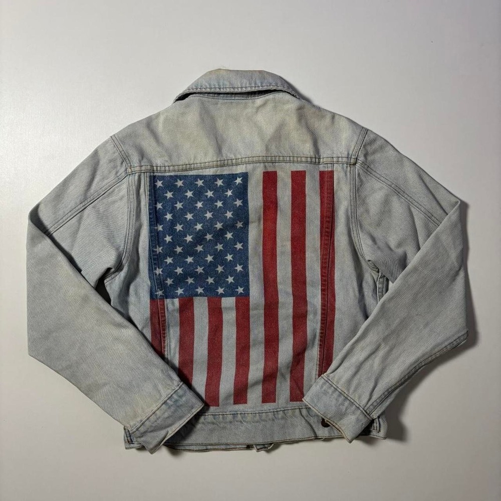 Light Wash American Apparel USA Flag Denim Jacket - S
